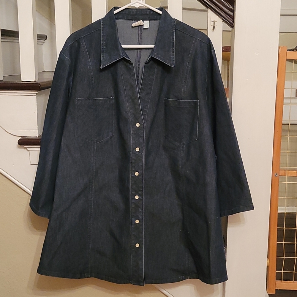 COPY - Ulla Popken 28/30 denim snap front tunic